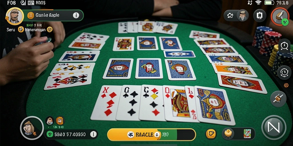 Tampilan gameplay F08 yang menampilkan keseruan bermain Gaple.