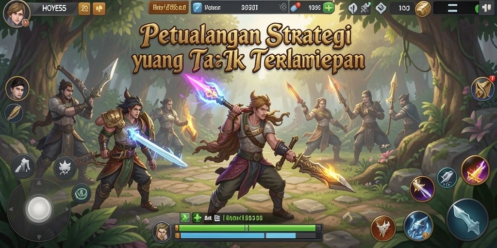 Screenshot utama HOYE55 menunjukkan aksi pertempuran strategi yang intens.