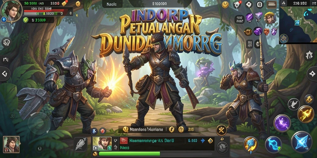 Screenshot gameplay INDORP menampilkan pertarungan epik di dunia fantasi.