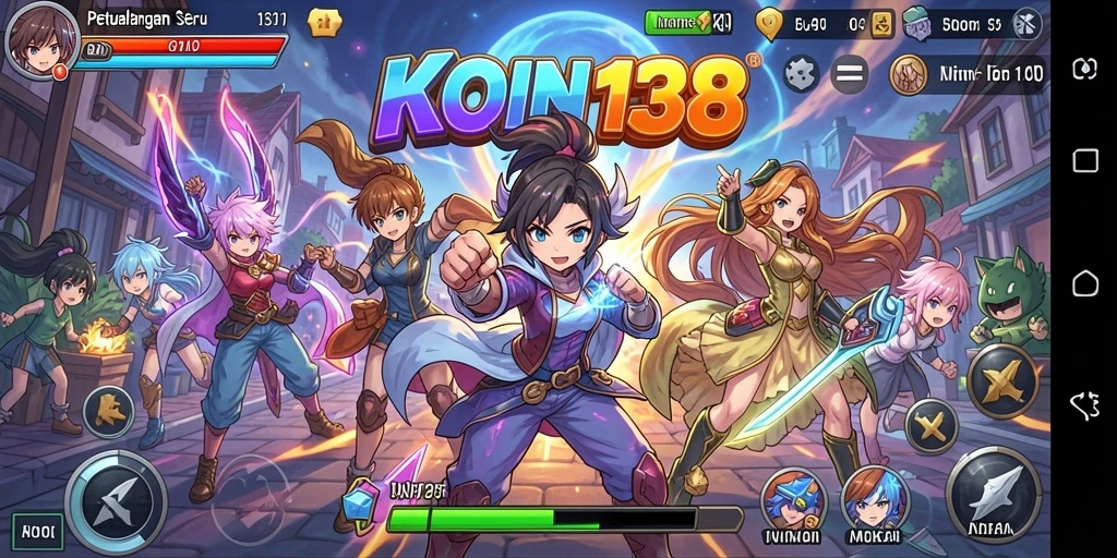Screenshot KOIN138 menampilkan aksi seru karakter Anime di medan pertempuran.