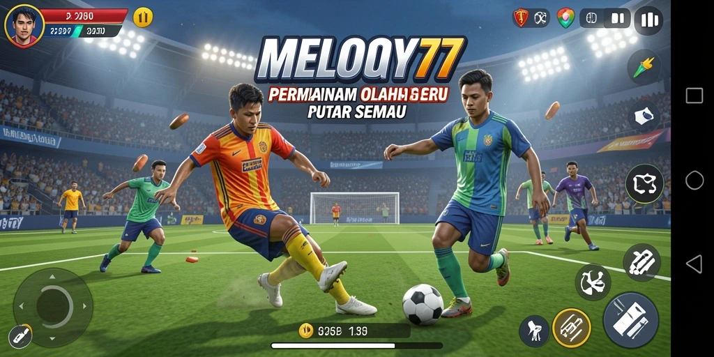 Screenshot utama MELODY77 menampilkan gameplay olahraga yang dinamis.
